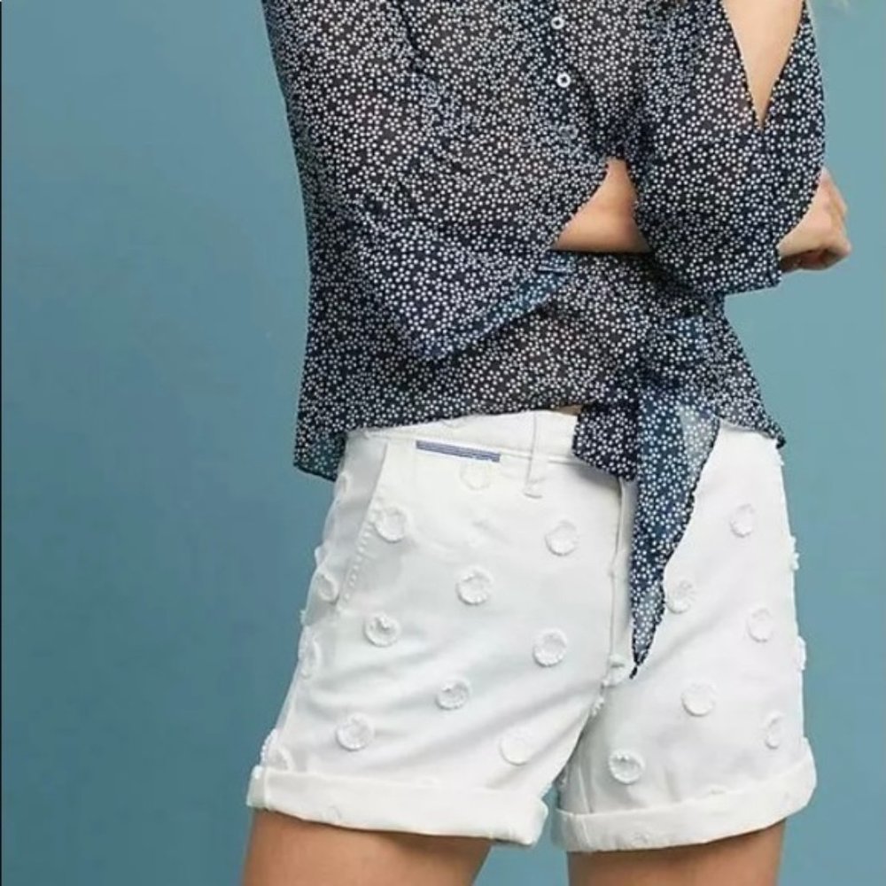 Anthropologie Embroidered Polka Dot Shorts (1008)